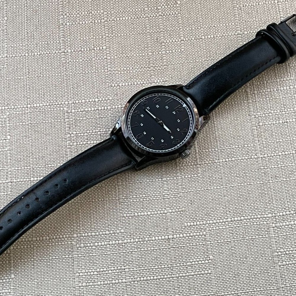 FMD Men Wristwatch Black Leather Band Analog Quartz Watch - Picture 5 of 11